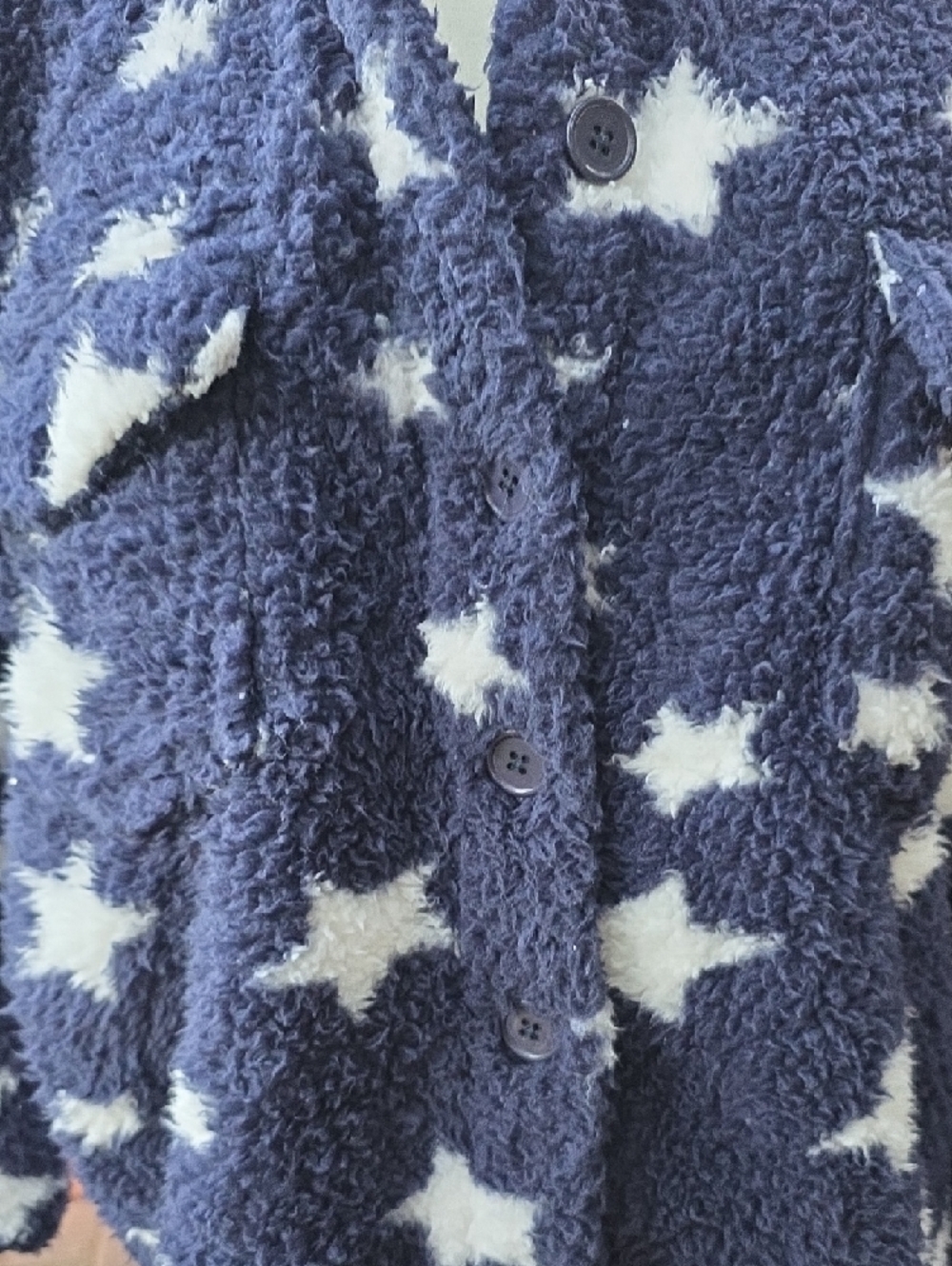 Plush Navy Star Sherpa Cardigan - Picture 10 of 10